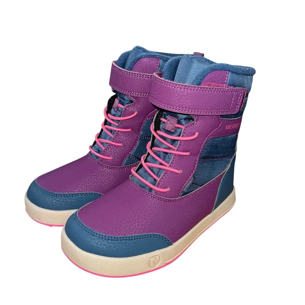 NEW Merrell Snow Ridge Little Kids 1M Winter Boots Purple Waterproof Insulated